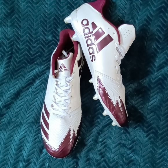 NEW Adidas Football Adizero 5-Star 6.0 Cleats 600004 Sneakers White Maroon sz 15 - Picture 1 of 12